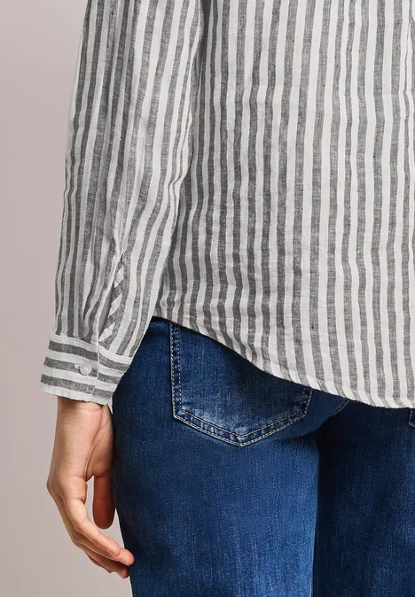 Linnen overhemd met lange mouwen espresso brown