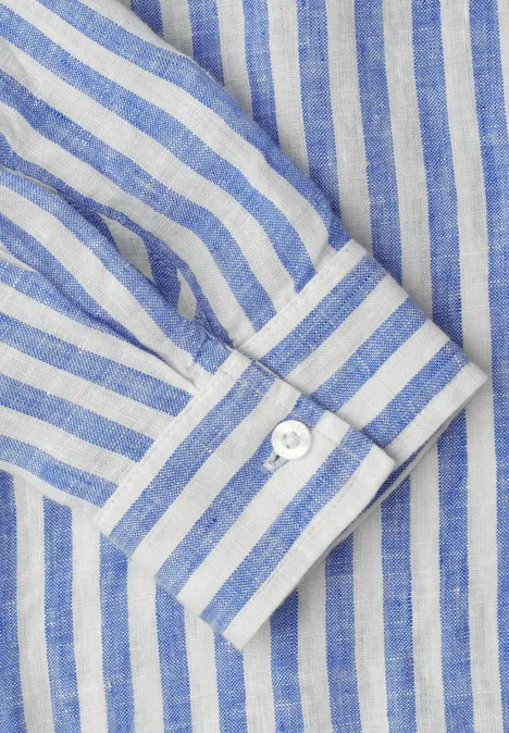 Linnen overhemd met lange mouwen drift blue