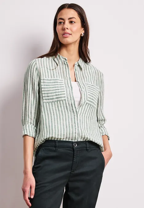 Linnen overhemd met lange mouwen bound green