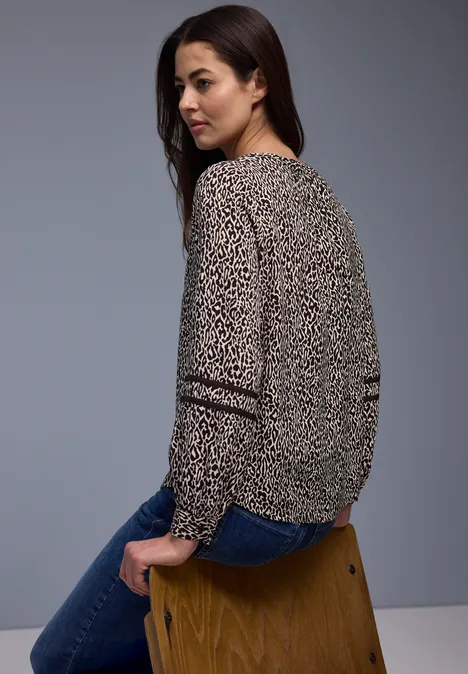 Tunique léopard avec détails de bandes molten earth