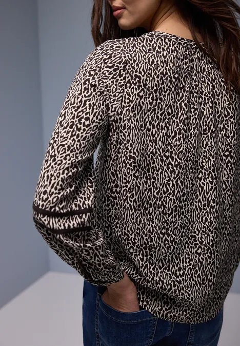 Tunique léopard avec détails de bandes molten earth