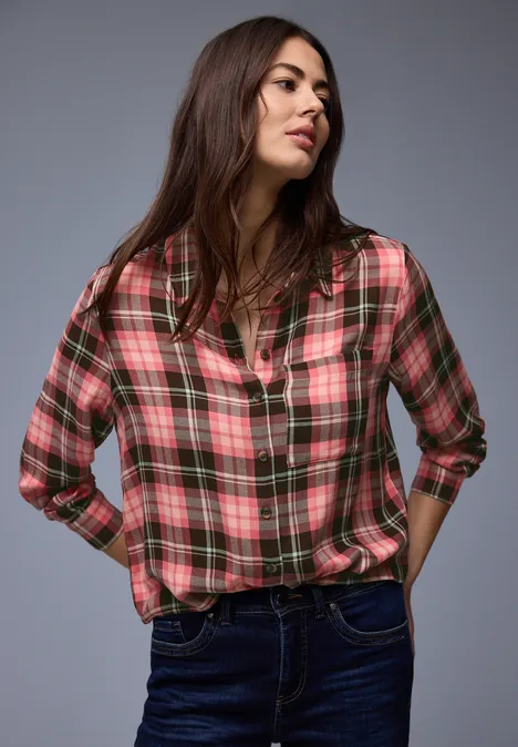 Chemisier à carreaux striking coral