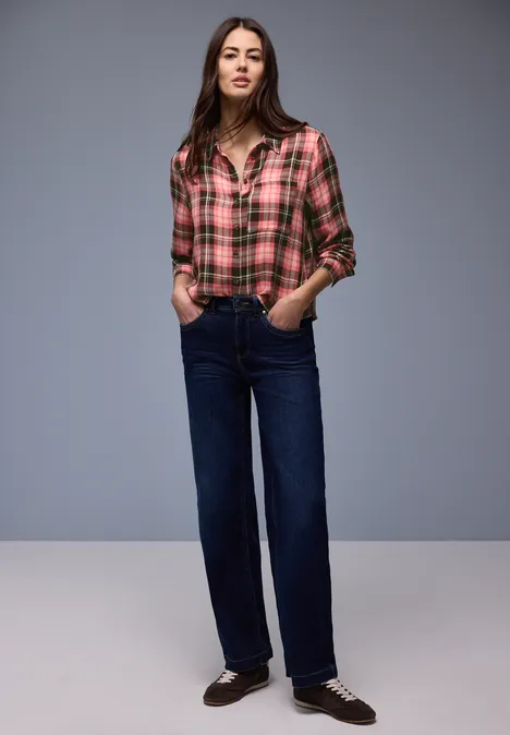 Chemisier à carreaux striking coral