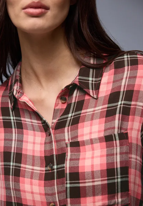 Chemisier à carreaux striking coral
