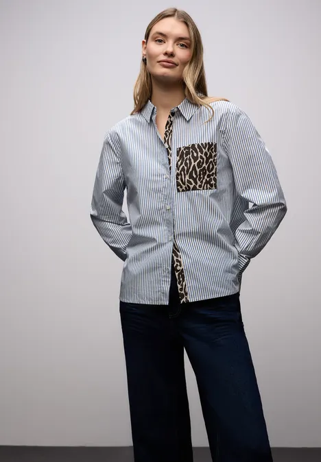 Gestreifte Hemdbluse original blue