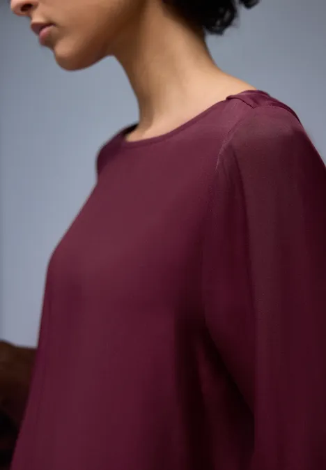 Blouse met elastische zoom truffle red