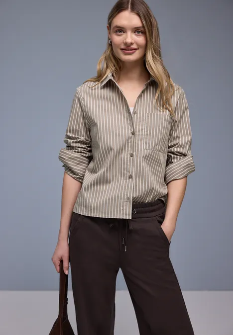 Gestreifte Hemdbluse light terra mocha