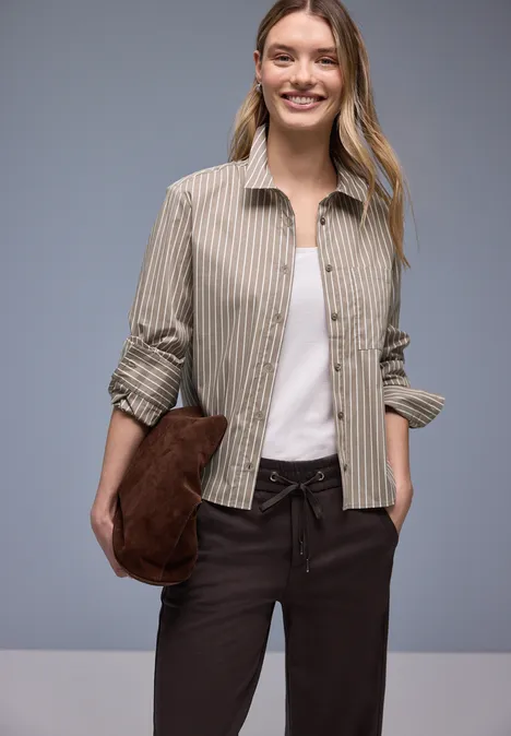 Gestreifte Hemdbluse light terra mocha