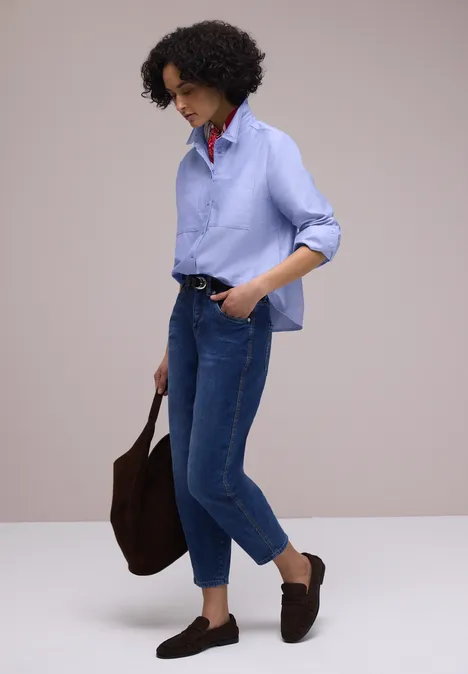 Overhemdblouse met borstzakken original blue