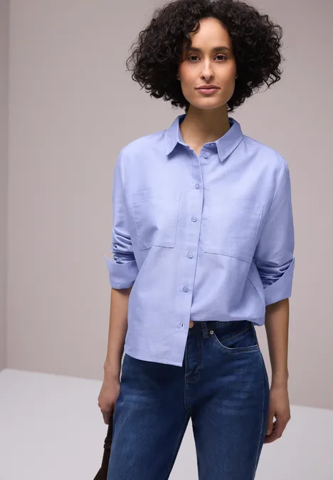 Overhemdblouse met borstzakken original blue