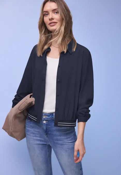 Overhemdblouse met college details shadowed navy