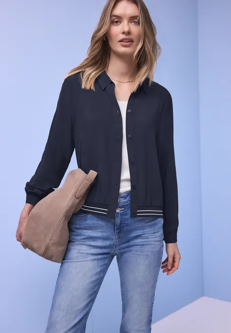 Hemdbluse mit Collegedetails shadowed navy