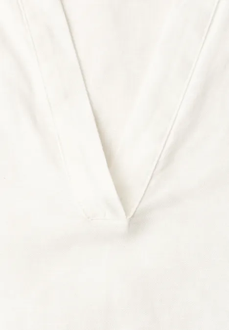 Bluse mit Split Neck aus Leinenmix off white