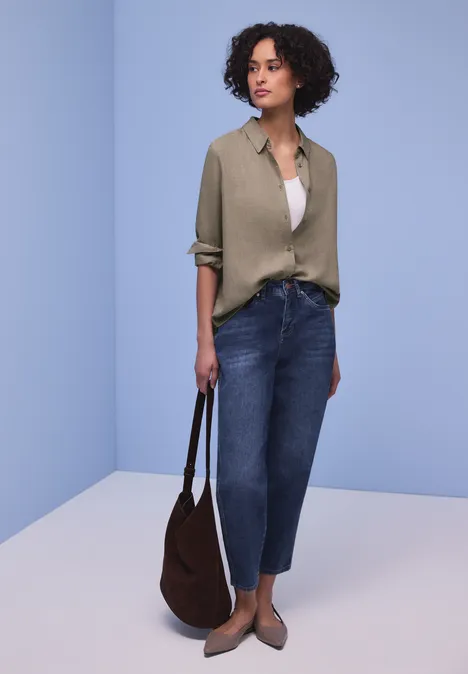 Hemdbluse mit Tapedetails light terra mocha mel.