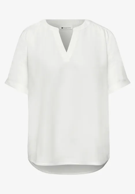 Kurzarm Bluse mit Turn-Up off white