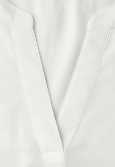 Kurzarm Bluse mit Turn-Up off white