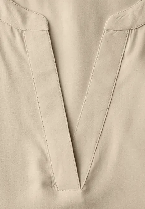 Kurzarm Bluse mit Turn-Up cotton beige