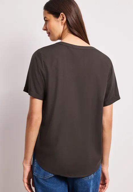 Blouse à manches courtes avec turn-up espresso brown