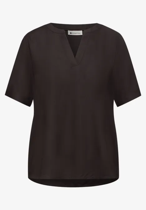 Blouse à manches courtes avec turn-up espresso brown