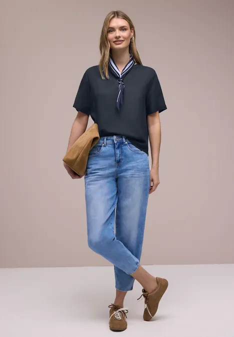 Kurzarm Bluse mit Turn-Up shadowed navy