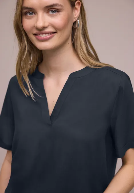 Kurzarm Bluse mit Turn-Up shadowed navy