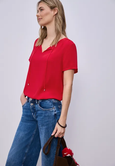 Blouse met koorddetail salsa red