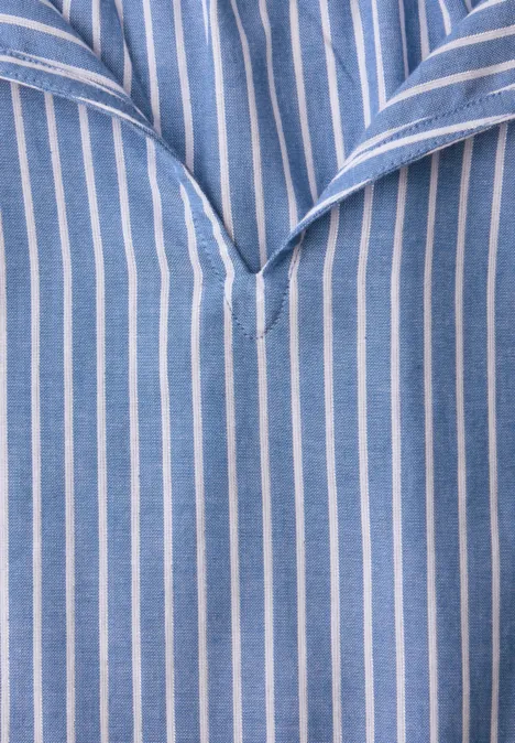 Blouse met korte mouwen, gespleten hals en strepen original blue