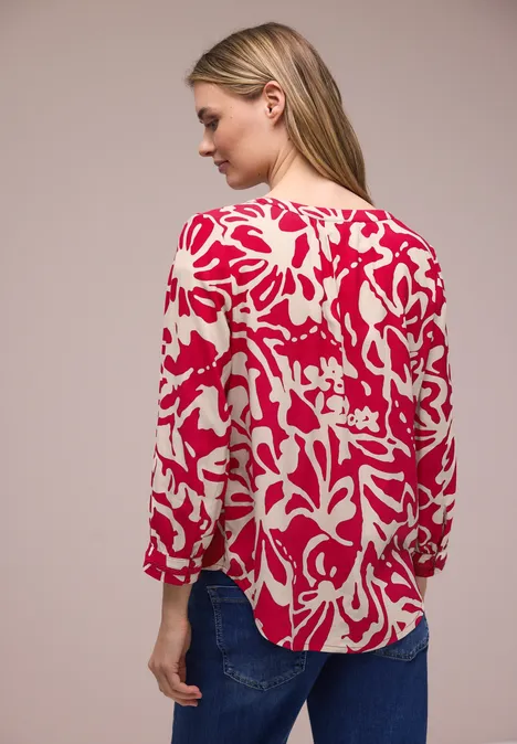 Bluzka koszulowa z rękawem 3/4 i tapedails salsa red