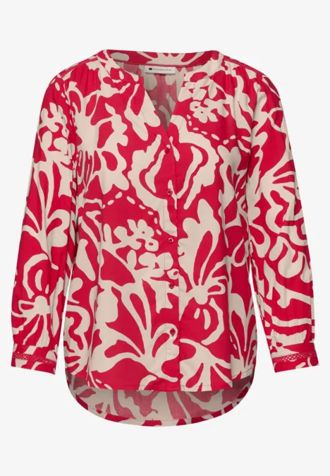 Bluzka koszulowa z rękawem 3/4 i tapedails salsa red