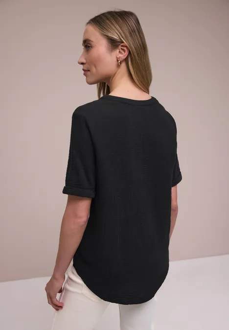 Blouse à manches courtes en qualité mousseline Black