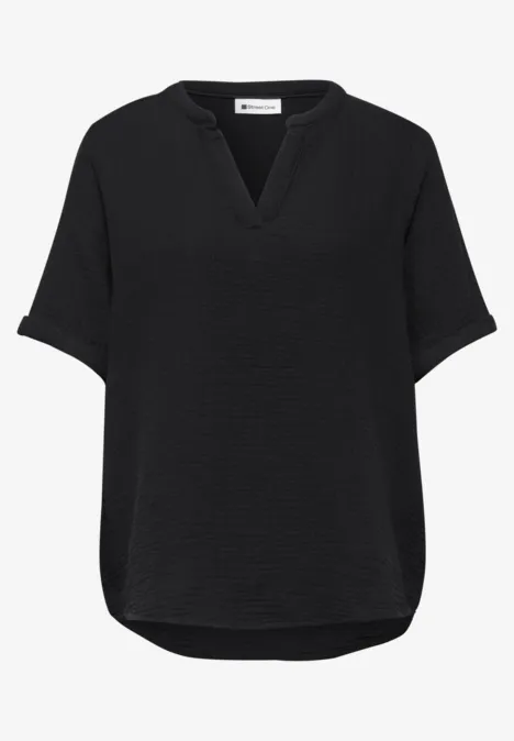 Blouse à manches courtes en qualité mousseline Black