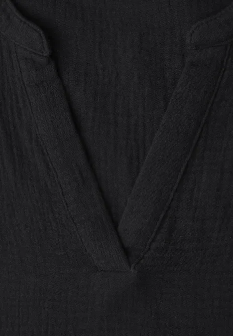 Blouse à manches courtes en qualité mousseline Black