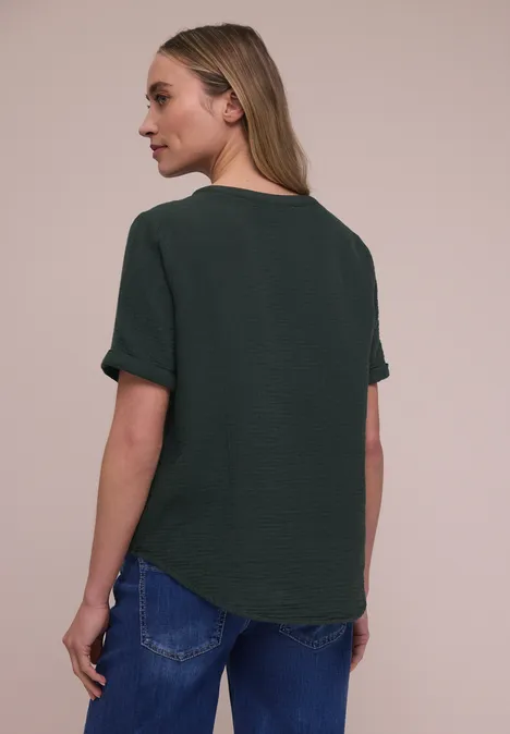 Blouse à manches courtes en qualité mousseline pine grove green