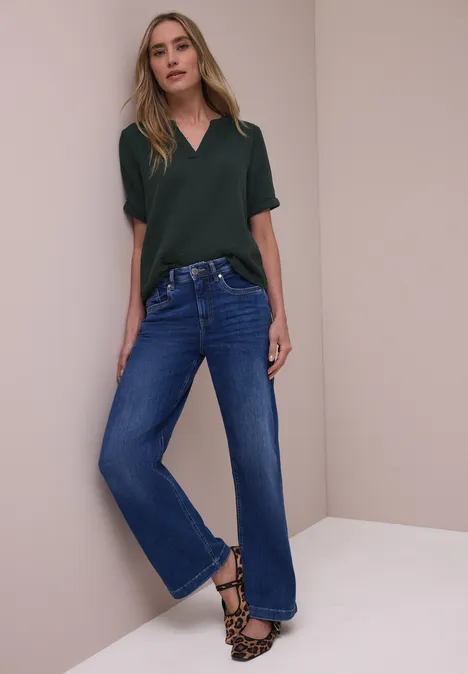 Blouse à manches courtes en qualité mousseline pine grove green