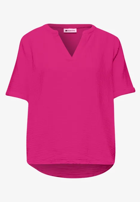 Kurzarm Bluse in Musselinqualität magenta dream