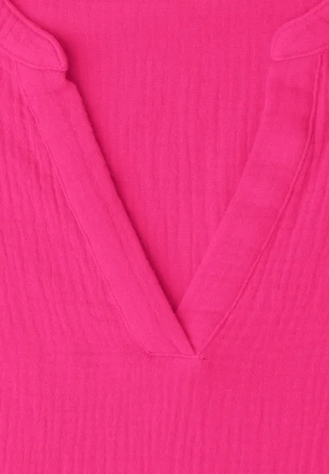 Kurzarm Bluse in Musselinqualität magenta dream