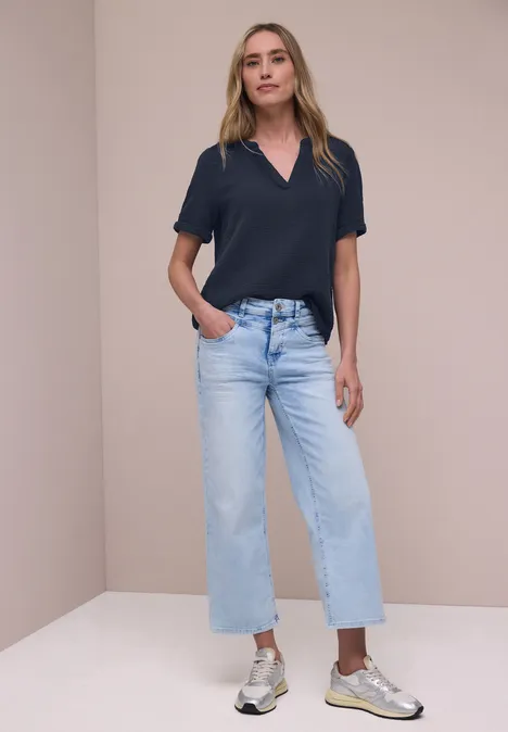 Blouse à manches courtes en qualité mousseline shadowed navy