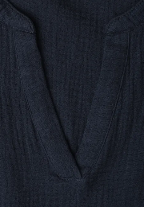 Blouse à manches courtes en qualité mousseline shadowed navy