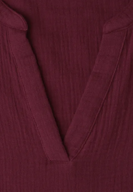 Blouse à manches courtes en qualité mousseline truffle red