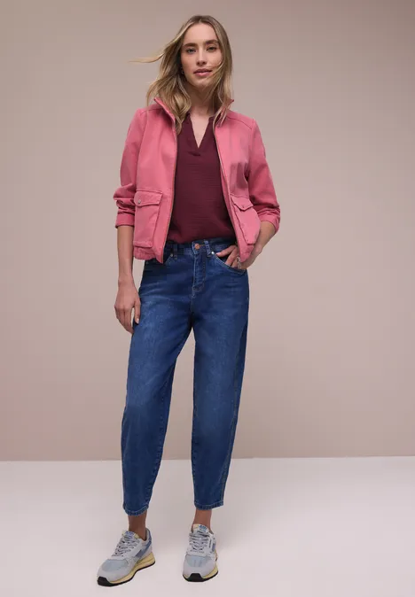 Blouse à manches courtes en qualité mousseline truffle red