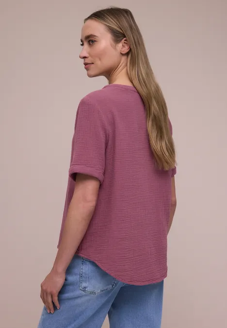 Kurzarm Bluse in Musselinqualität dark clouded blush