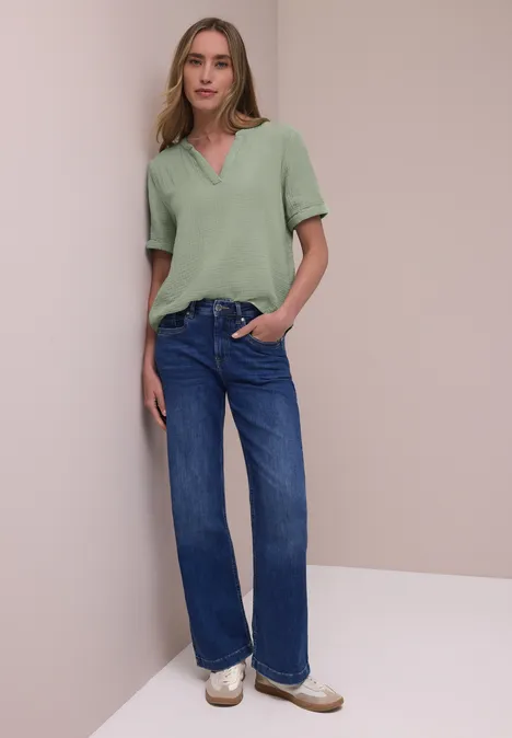 Blouse à manches courtes en qualité mousseline mint leaf