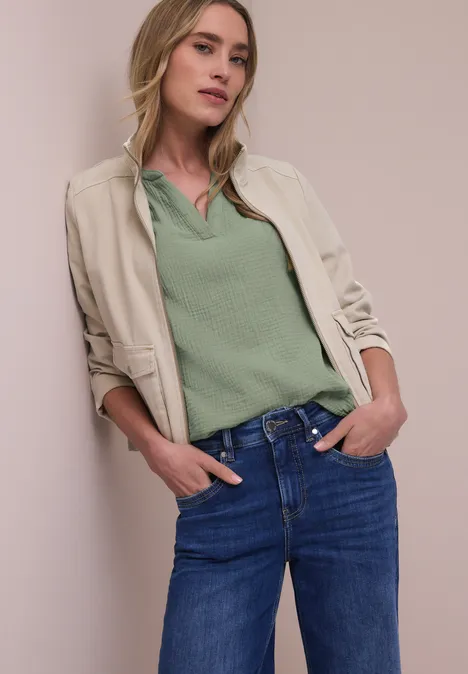 Blouse à manches courtes en qualité mousseline mint leaf