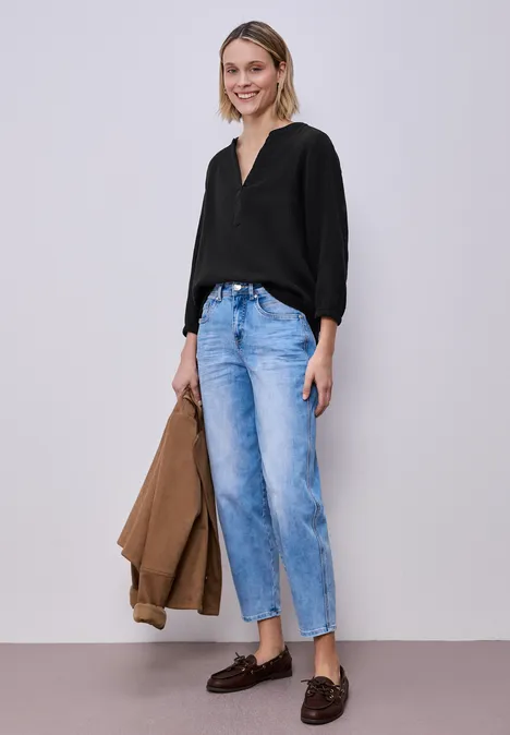 Bluzka koszulowa z rękawem 3/4 w jakości muślinu Black