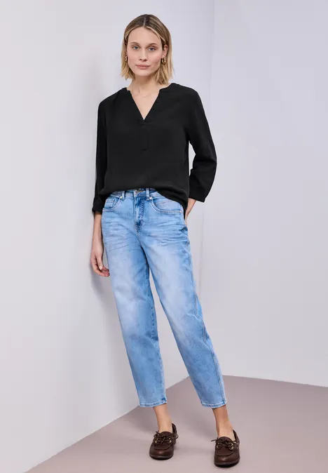 Bluzka koszulowa z rękawem 3/4 w jakości muślinu Black