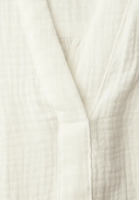 Bluzka koszulowa z rękawem 3/4 w jakości muślinu off white