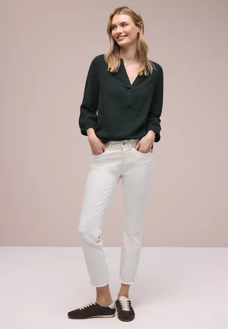 Blouse à manches 3/4 en qualité mousseline pine grove green