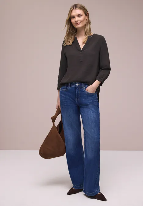 3/4-Arm Bluse in Musselinqualität espresso brown