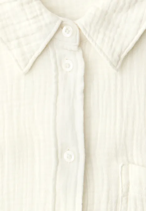 Bluse mit Hemdkragen aus Musselinstoff off white