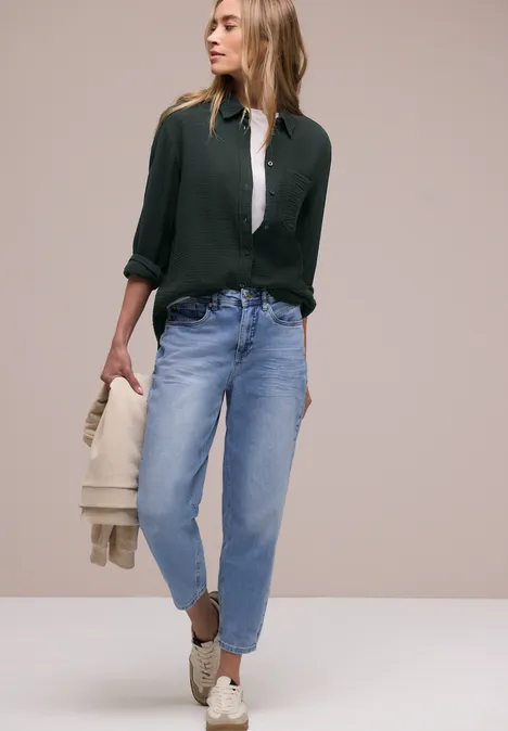 Mousseline overhemd blouse pine grove green